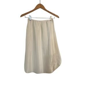 Sabrina Women's Soft Elastic Waist Curve Slit Pull On Half Slip Skirt Sz M Cream